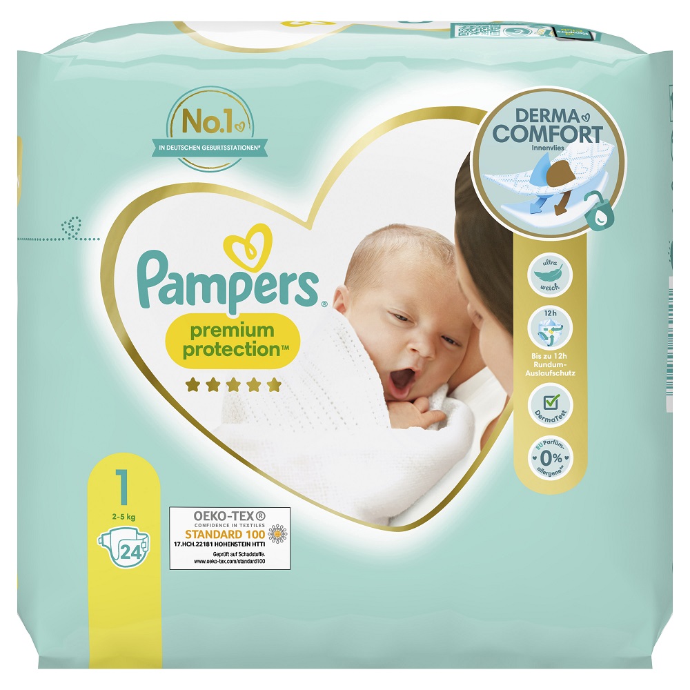 Pampers Premium Protection Jumbo Newborn Gr1 Nässe Indikator 2kg5kg Babywindeln 