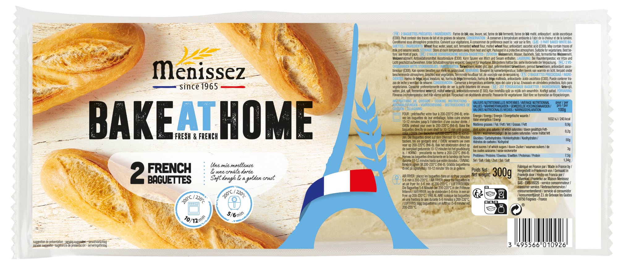 Menissez baguette to bake 2x150g