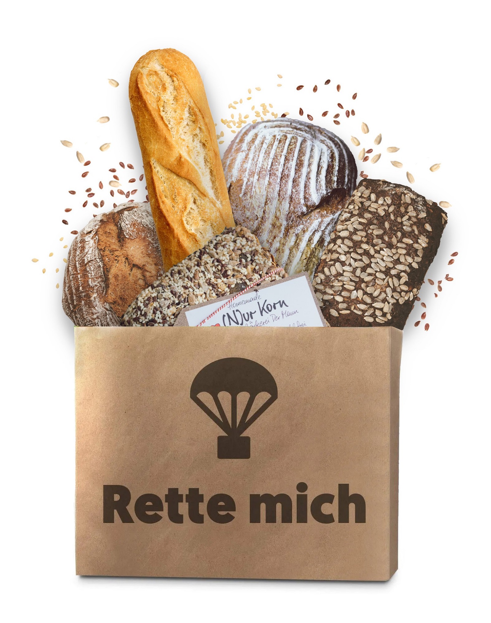 "Rette mich" Brot Sackerl