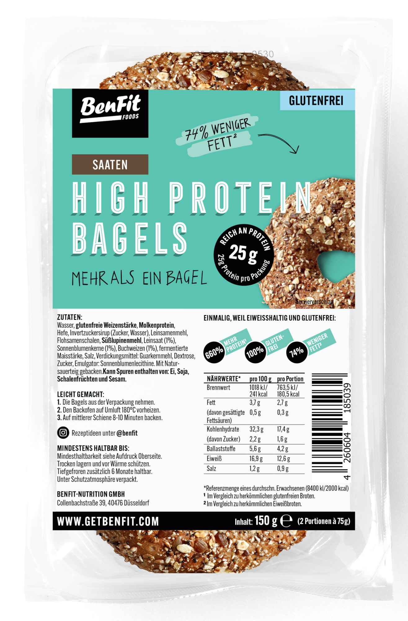BenFit High Protein Bagel Vollkorn (glutenfrei)