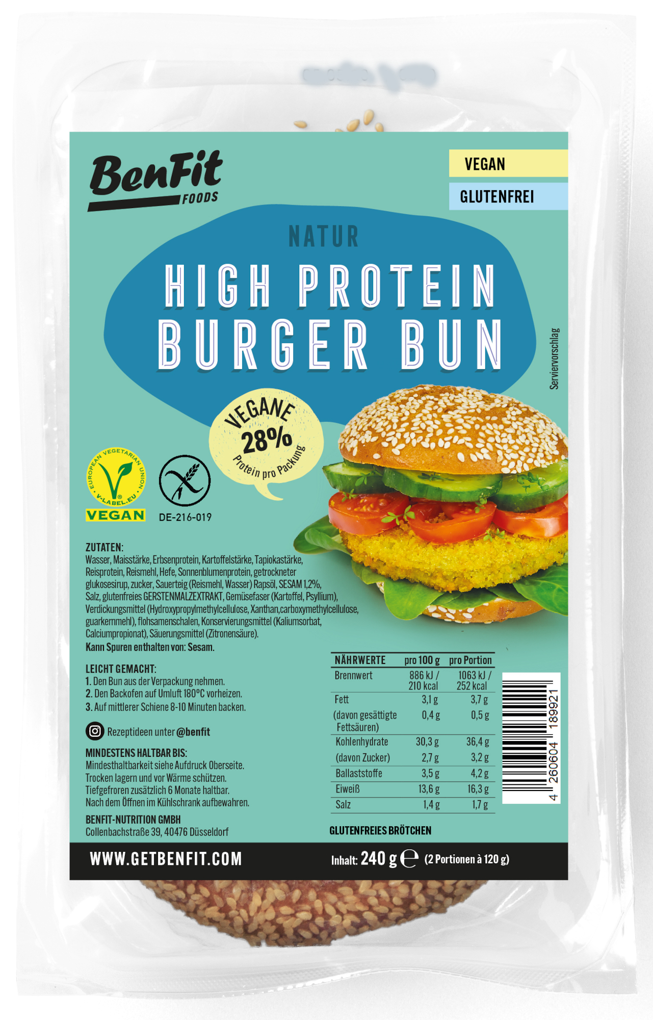 BenFit High Protein Burger Bun (vegan)
