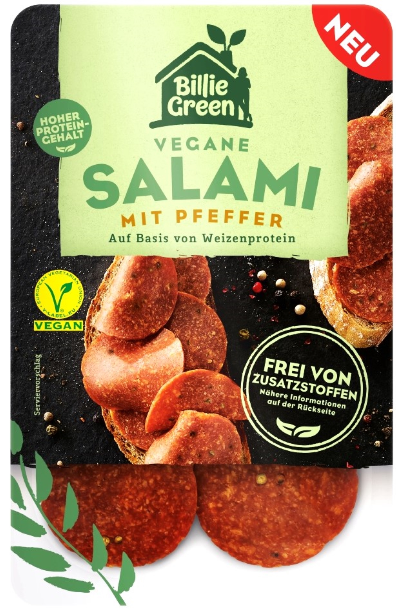 Billie Green Vegane Salami Pfeffer geschnitten
