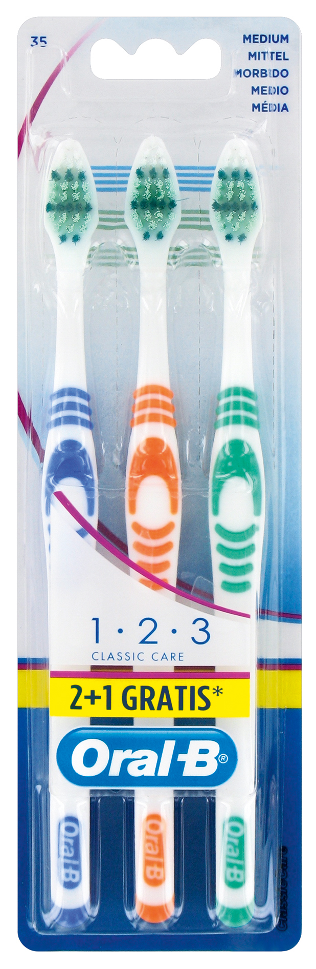 Oral-B 1,2,3 Classic Care 35 Mittel 2+1 Pack