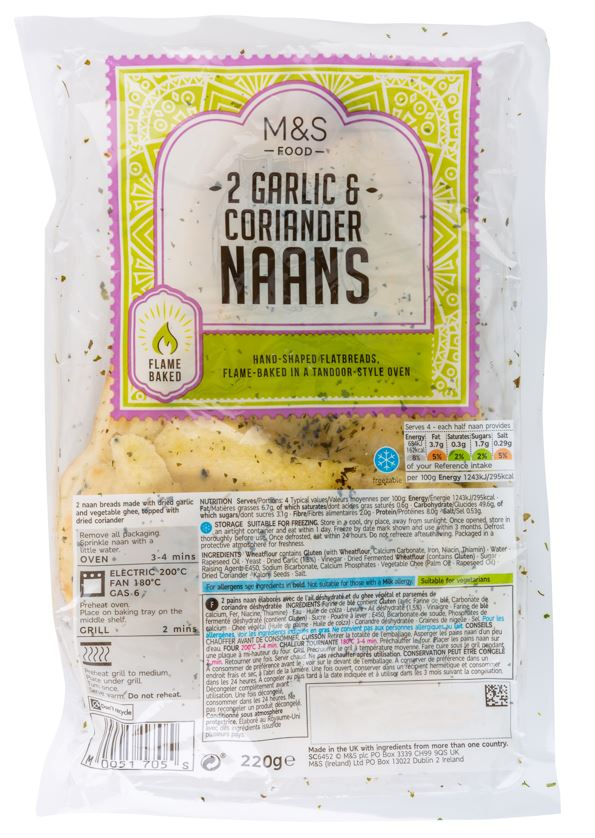 Marks&Spencer 2 Garlic & Coriander Naan Breads