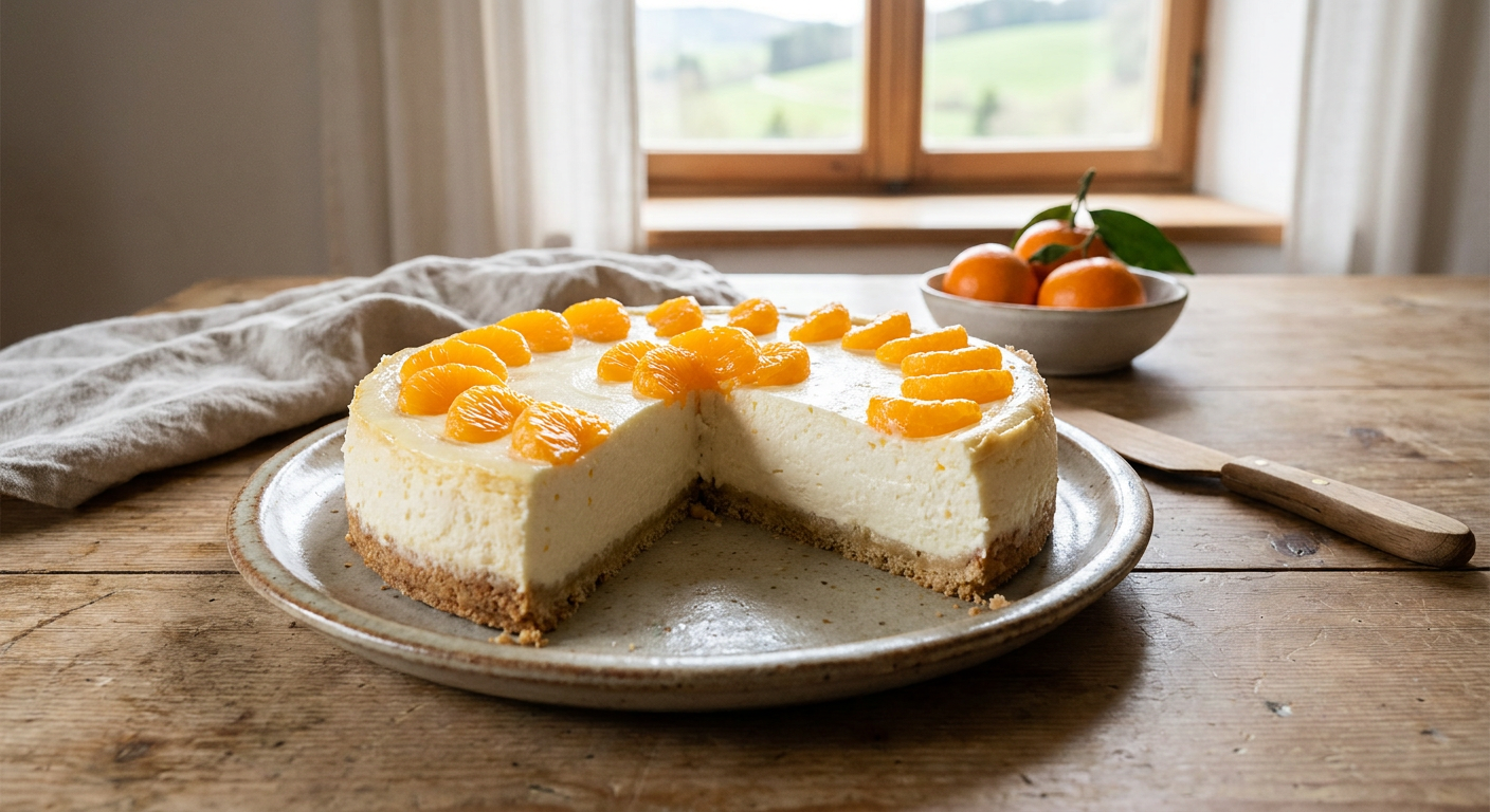 A juicy sour cream cake with mandarins