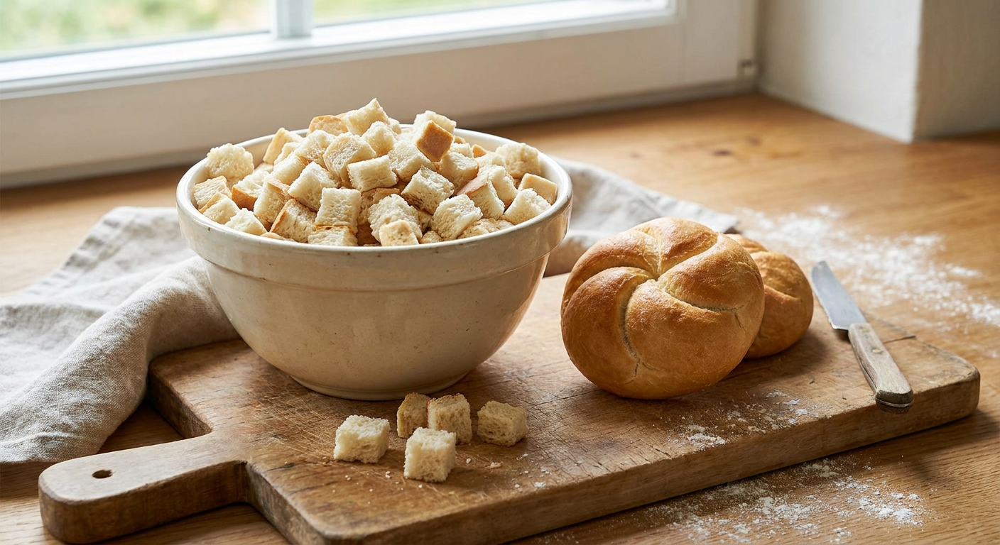 Knödelbrot und frische Kaisersemmeln