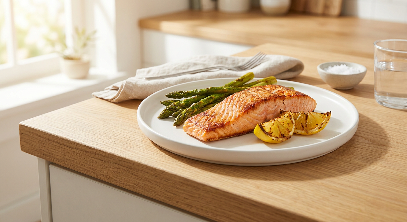 Juicy salmon from the air fryer with vegetables