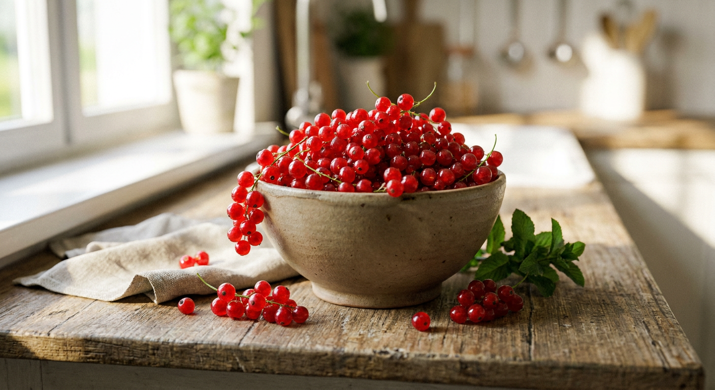 Frische rote Ribiseln johannisbeeren für den Kuchen