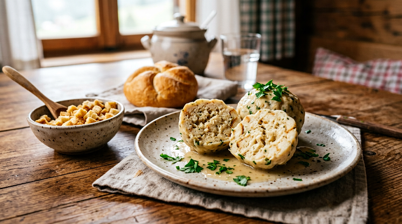 Österreichische Semmelknödel im Duell zwischen Knödelbrot und Semmeln